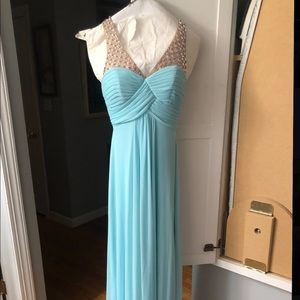 Simple and elegant aqua prom dress
